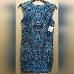 Liz Claiborne Orange and Blue Sheath Dress